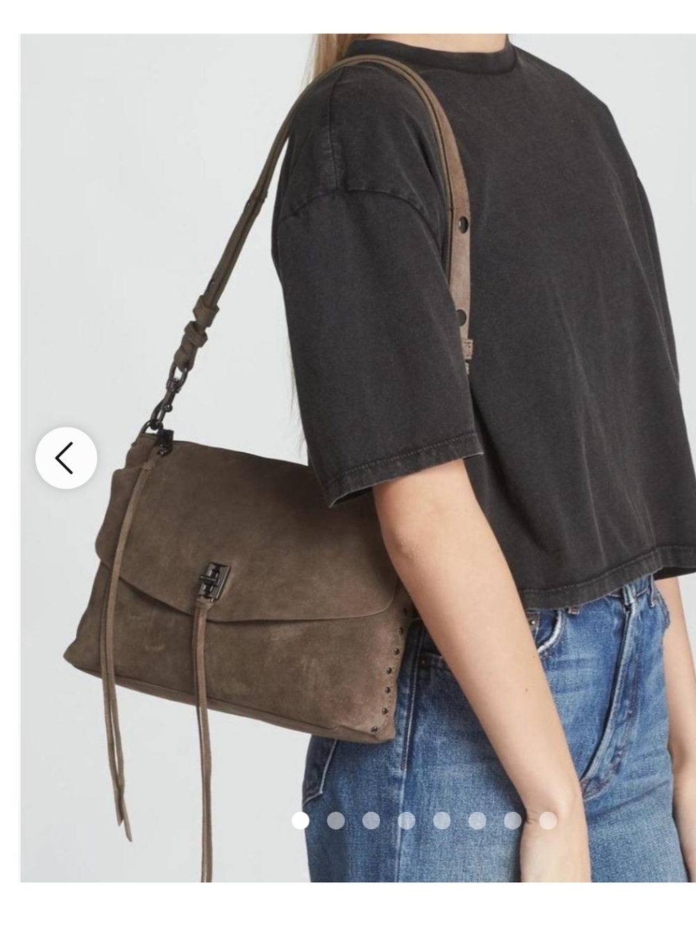 REBECCA MINKOFF Convertible Darren Top Zip (Crossbody & Shoulder Bag)Taupe Suede